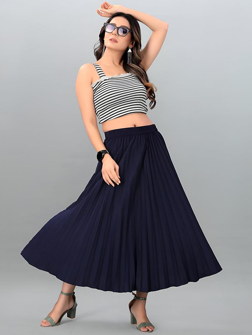 women solid high rise flared skirt - 21745804 - Zoom Image - 0