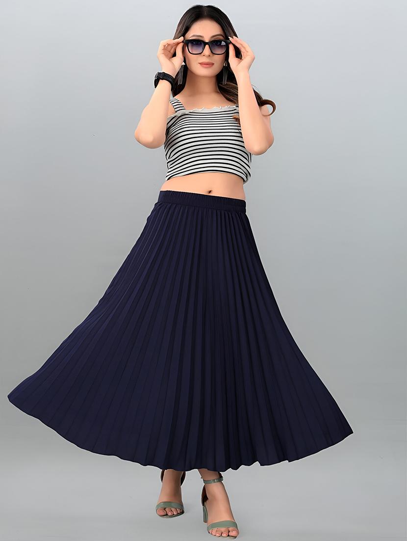 women solid high rise flared skirt - 21745804 - Standard Image - 3