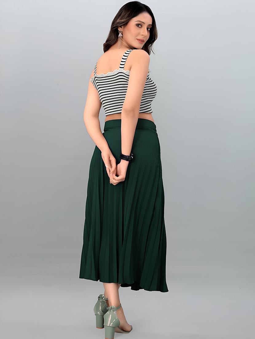 women solid high rise flared skirt - 21745805 - Standard Image - 3