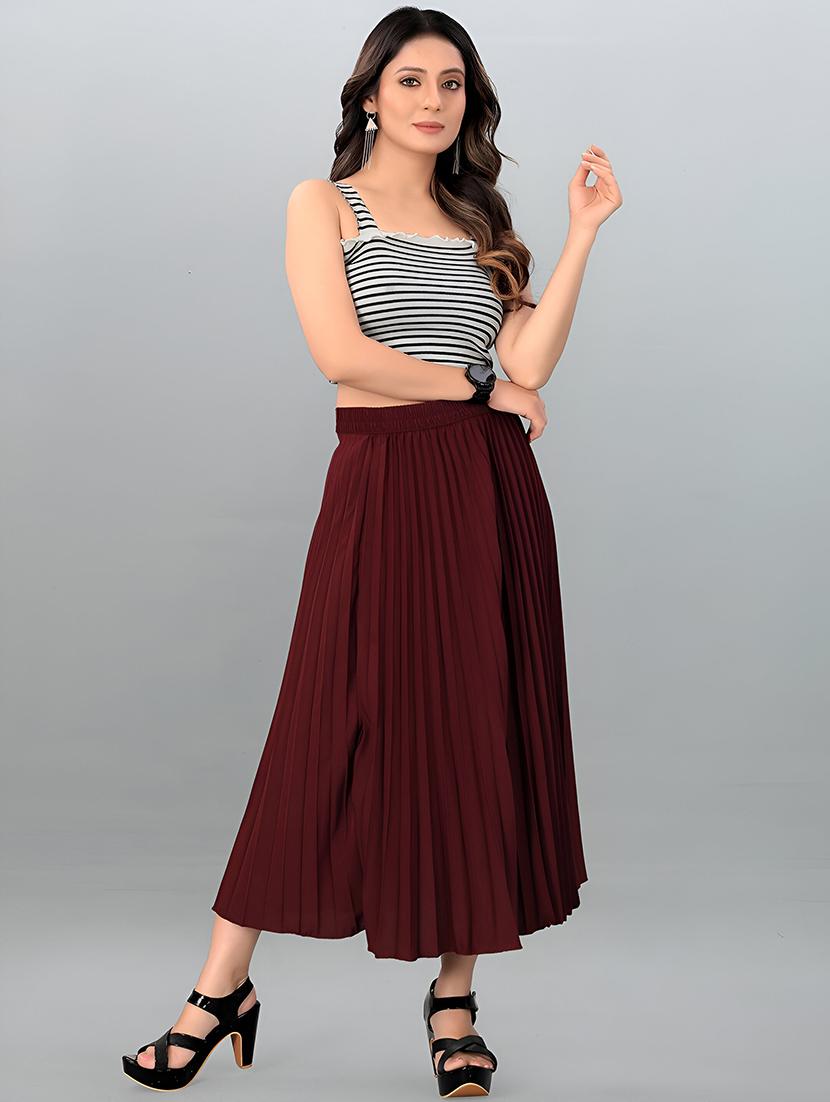 women solid high rise flared skirt - 21745806 - Zoom Image - 0