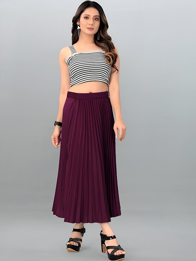 women solid high rise flared skirt - 21745808 - Zoom Image - 0