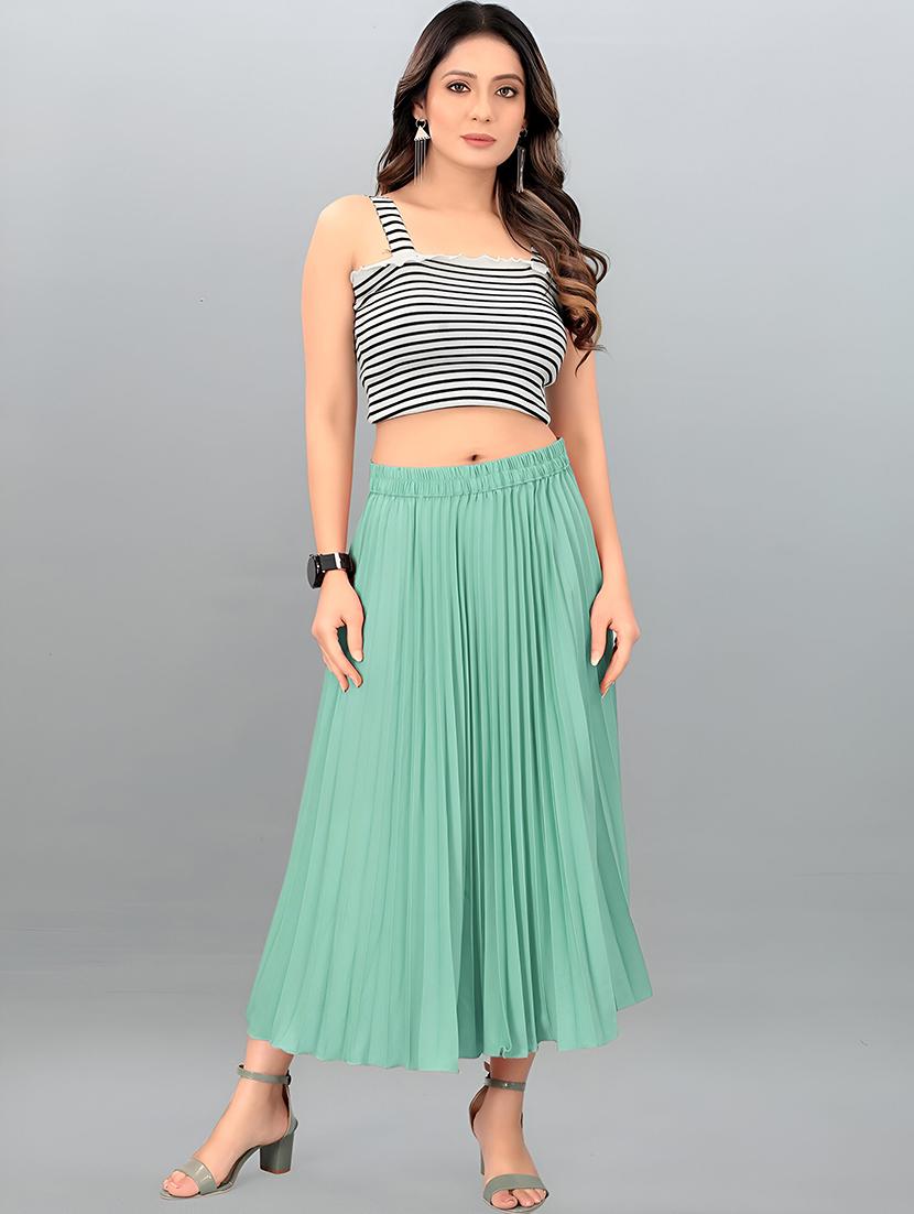 women solid mid rise flared skirt - 21745810 - Zoom Image - 0