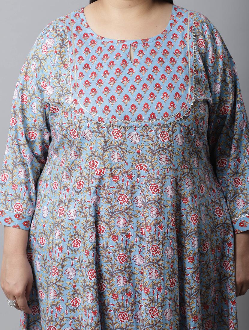 women plus size three quarter sleeve kurta pant with dupatta set - 21745811 - Standard Image - 3