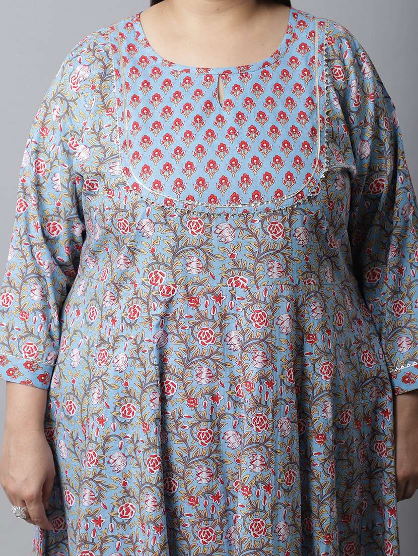 women printed plus size kurta pant with dupatta set - 21745856 -  Standard Image - 3