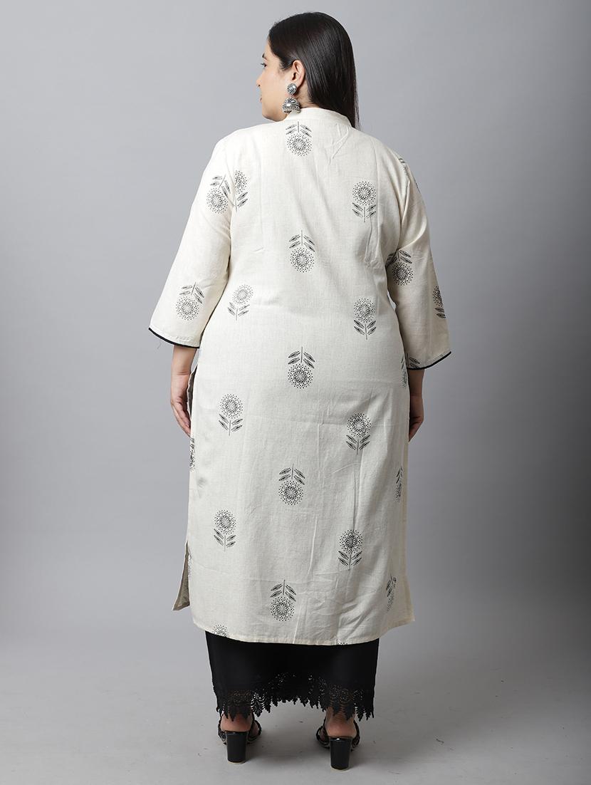 women plus size floral printed straight kurta - 21745892 - Standard Image - 3