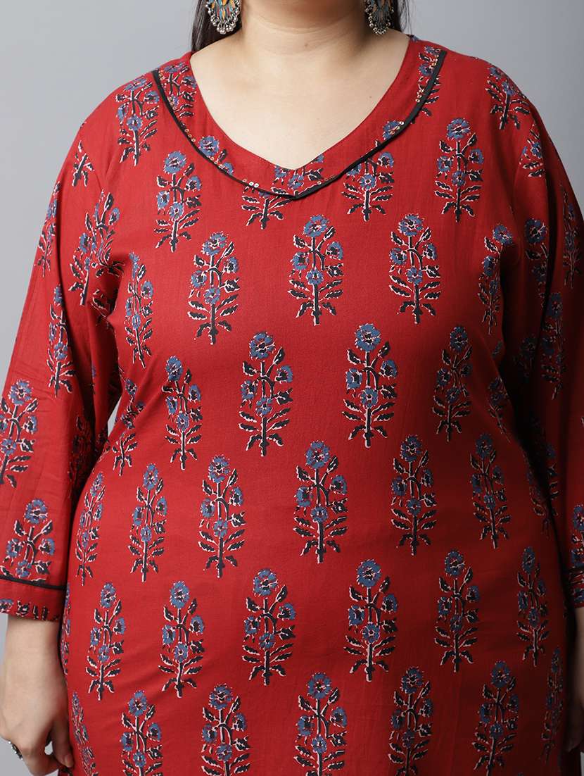women plus size floral printed straight kurta - 21745895 -  Standard Image - 3