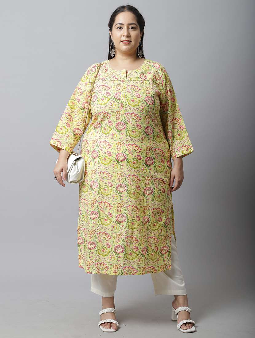 women plus size floral printed straight kurta - 21745899 - Zoom Image - 0