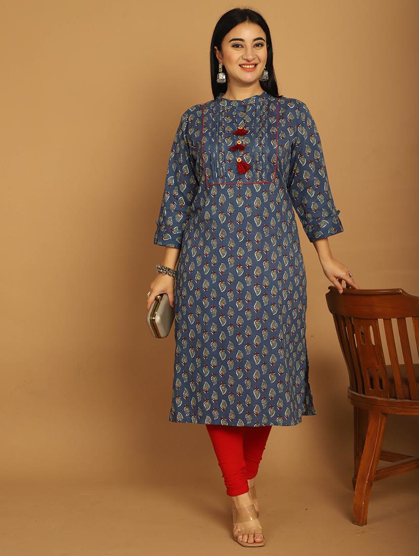 women printed three quarter sleeve straight kurta - 21745909 -  Zoom Image - 0