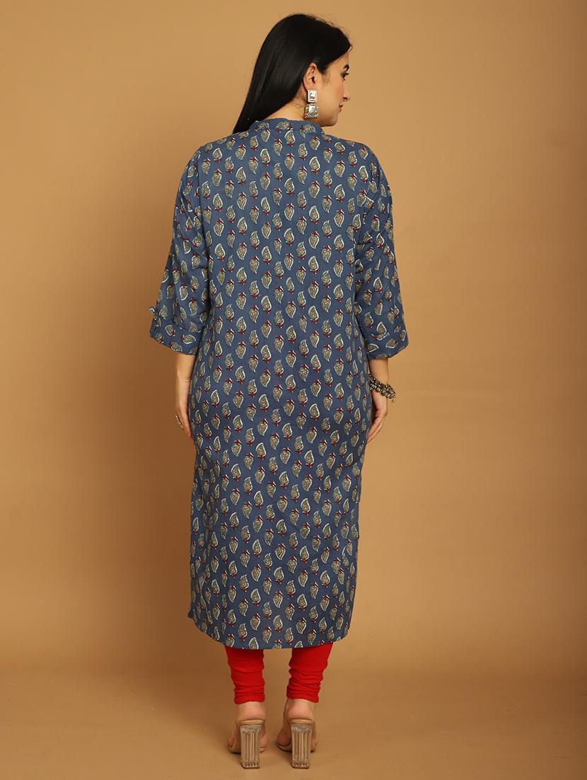 women printed three quarter sleeve straight kurta - 21745909 - Standard Image - 3