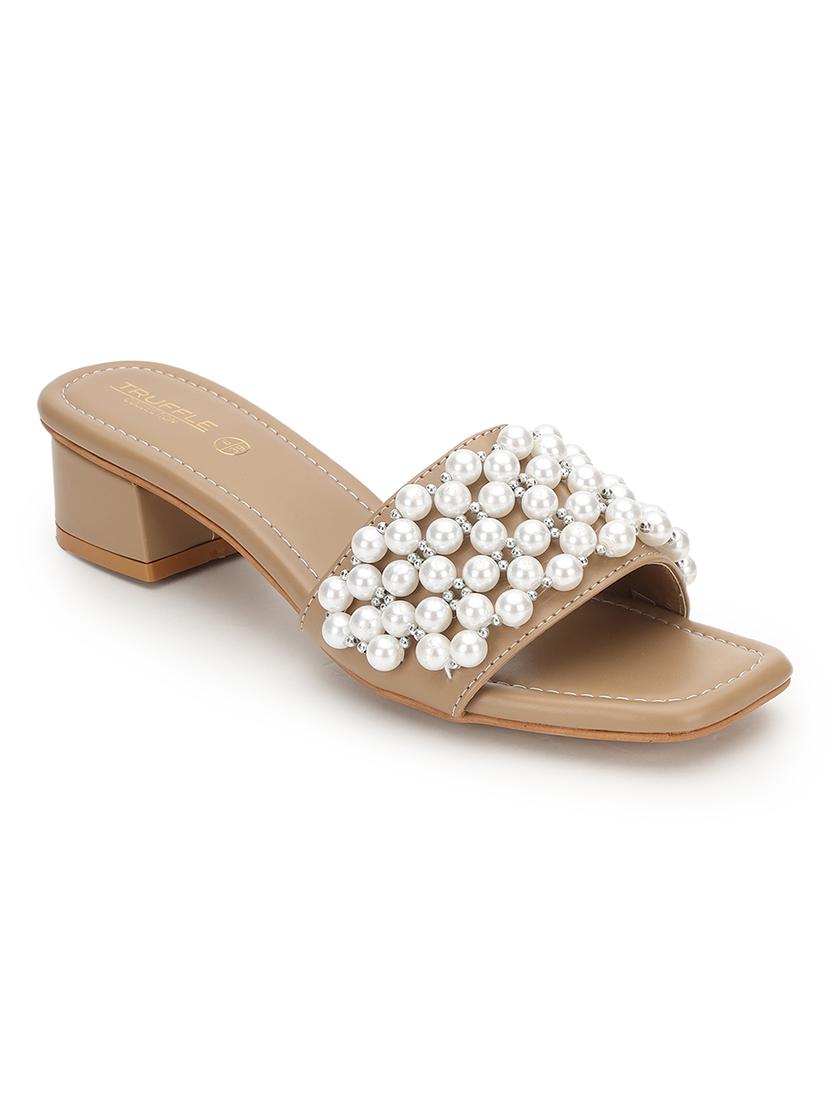 women embellished slip on block heel sandal - 21745966 - Zoom Image - 0