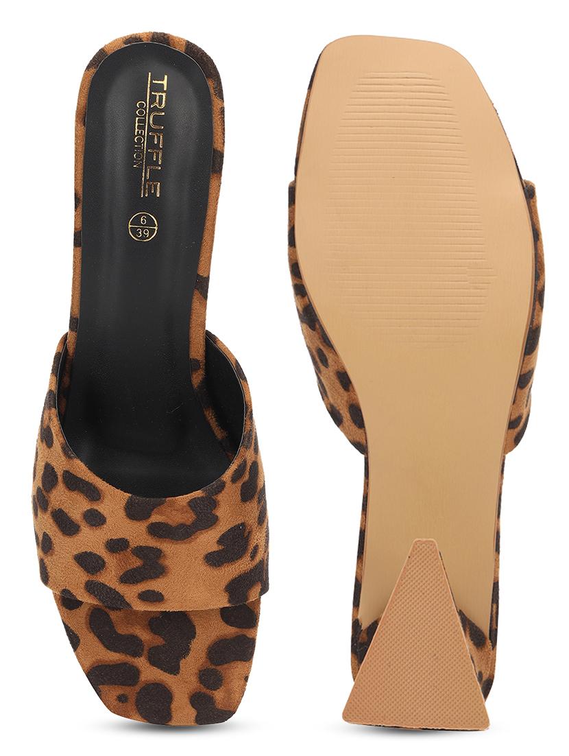 women animal print slip on block heel sandal - 21745967 - Standard Image - 3