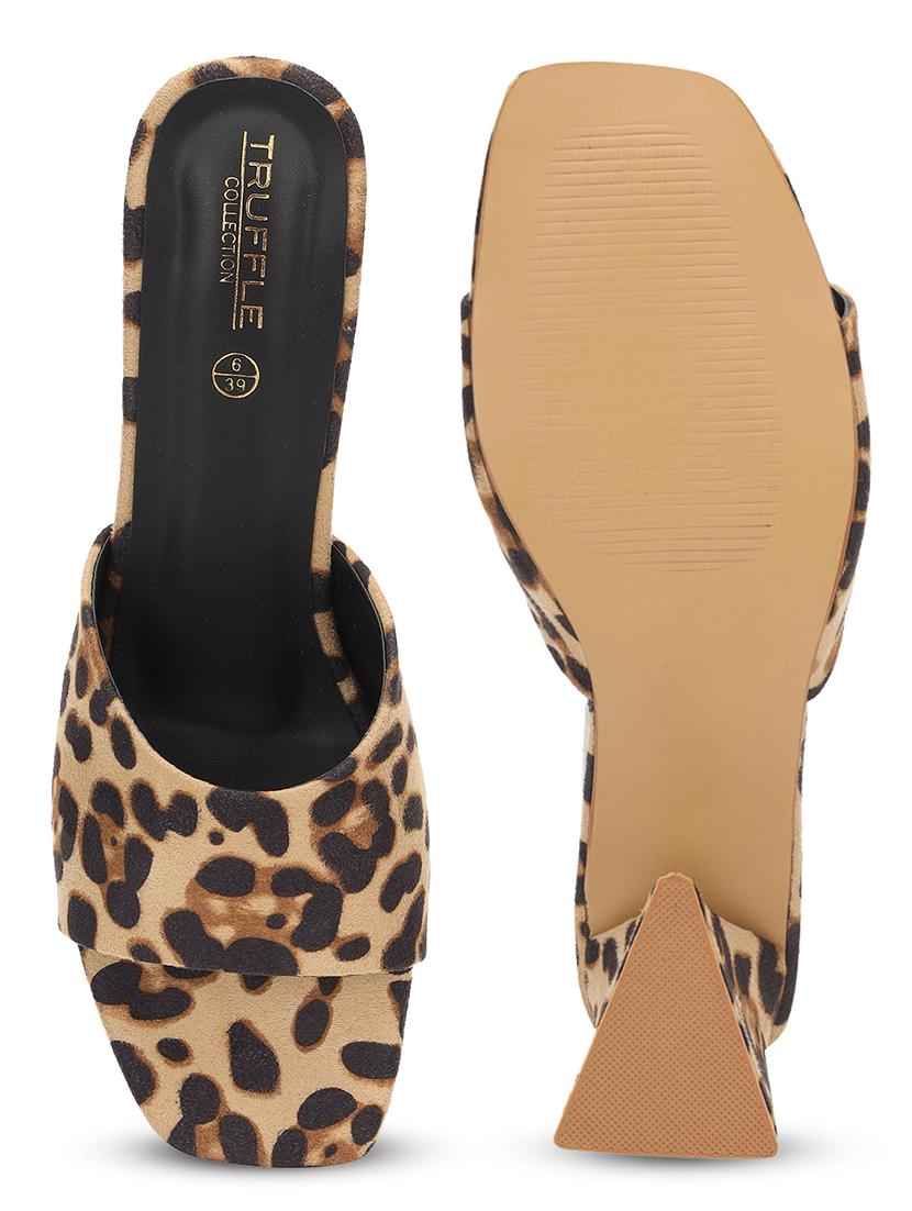 women animal print slip on block heel sandal - 21745968 - Standard Image - 3