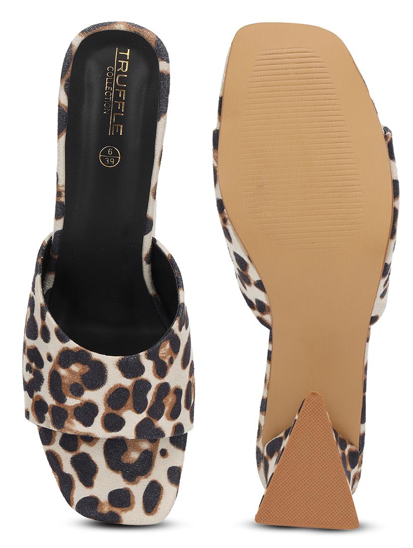 women animal print slip on block heel sandal - 21745969 - Standard Image - 3