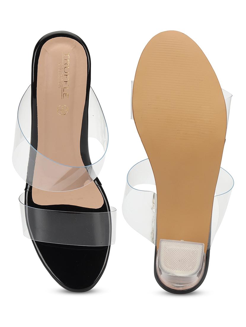 women transparent slip on block heel sandal - 21745972 - Standard Image - 3