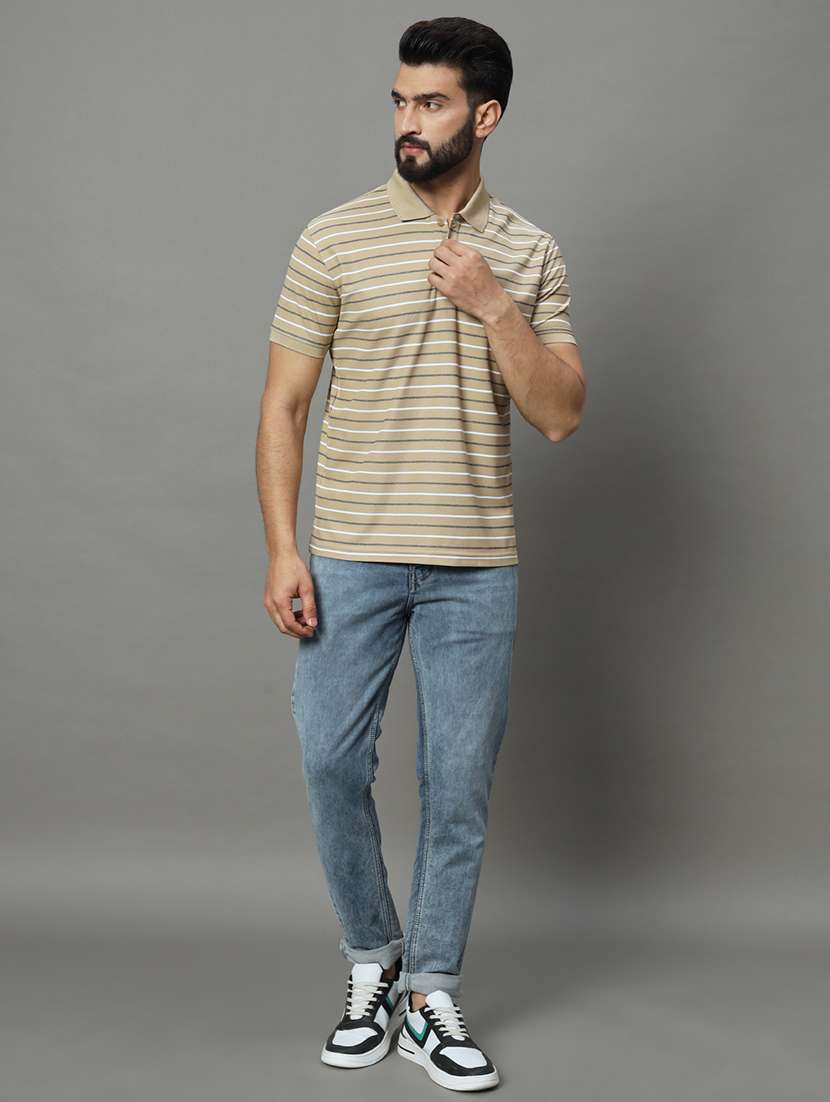 men short sleeves striped polo t-shirt - 21745976 - Standard Image - 3