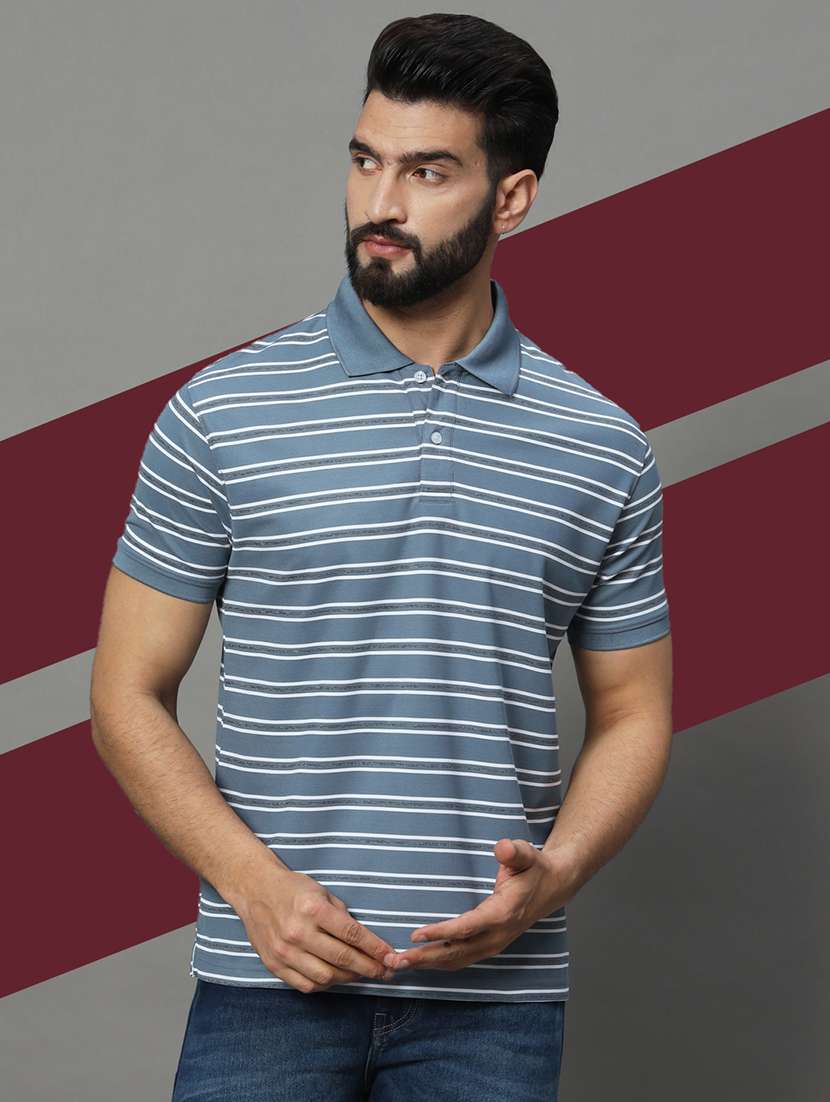 men short sleeves striped polo t-shirt