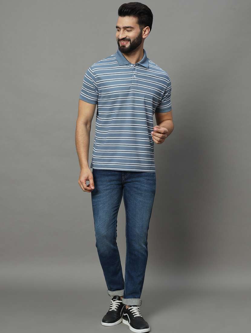 men short sleeves striped polo t-shirt - 21745977 -  Standard Image - 3