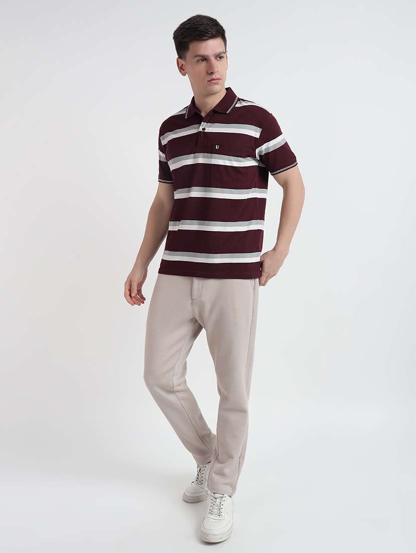 men short sleeves striped polo t-shirt - 21745983 - Standard Image - 3
