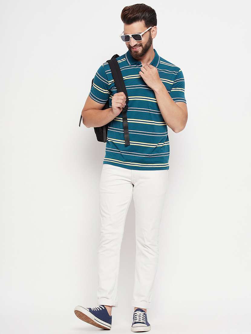 men short sleeves striped polo t-shirt - 21745989 - Standard Image - 3