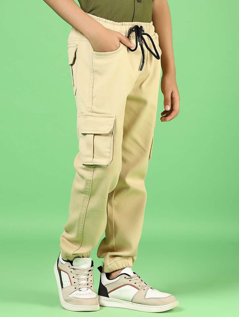 boys solid mid rise relaxed fit cargo - 21746184 -  Standard Image - 5