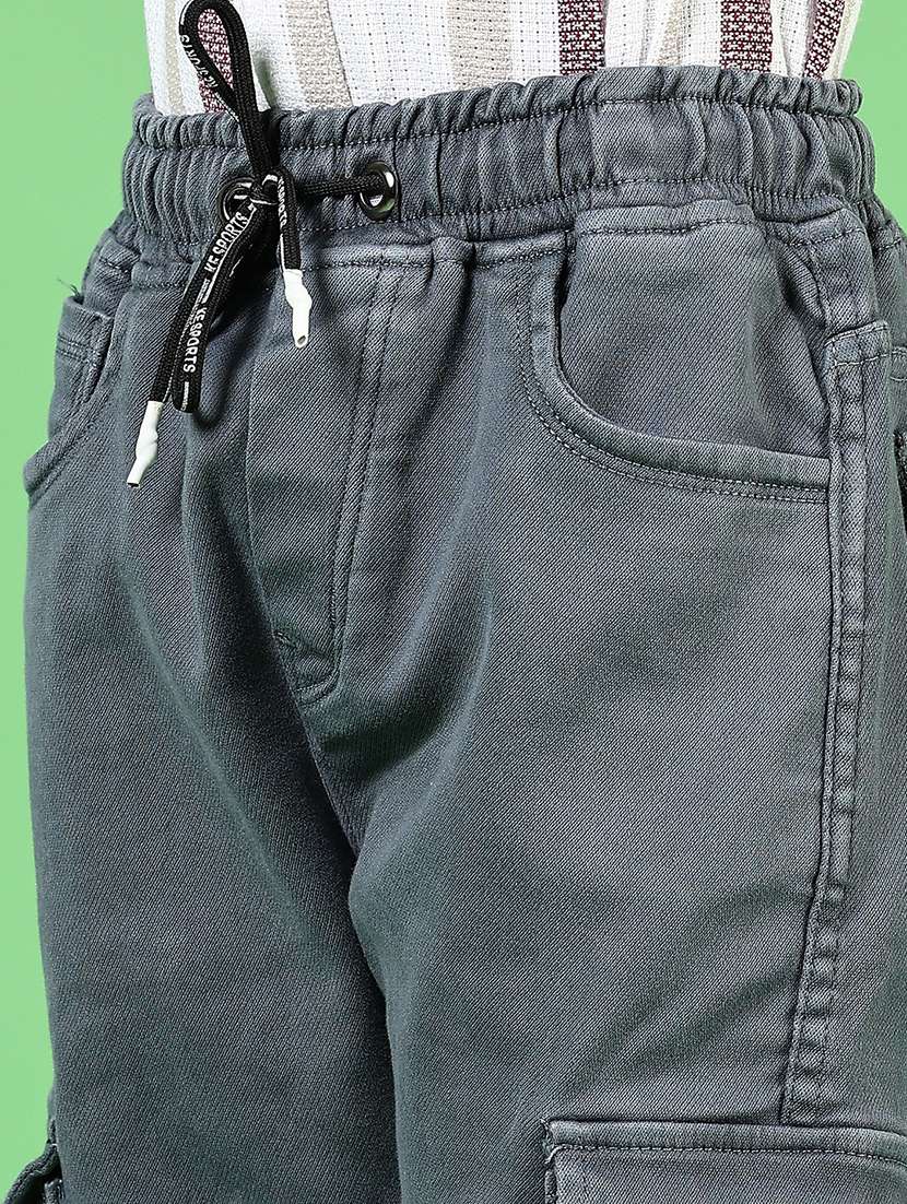 boys solid mid rise relaxed fit cargo - 21746185 -  Standard Image - 3