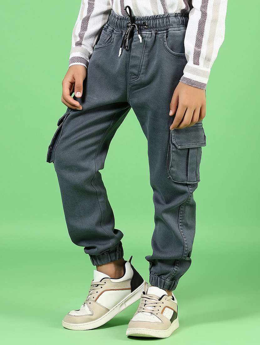boys solid mid rise relaxed fit cargo - 21746185 -  Standard Image - 5