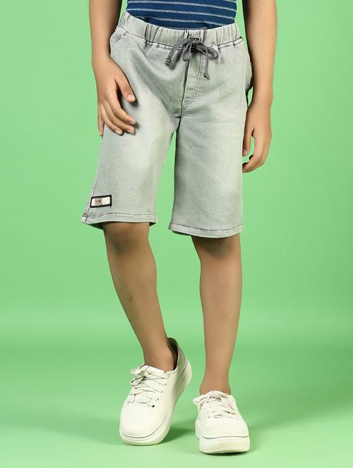 boys solid mid rise denim shorts - 21746189 - Standard Image - 0