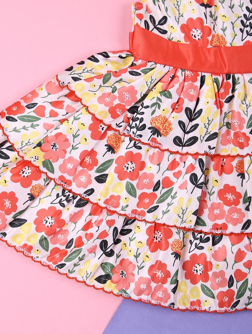 girls floral printed round neck frock - 21746208 - Standard Image - 3