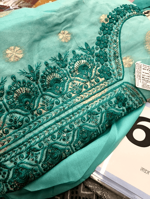 turquoise chanderi ethnic dress - 21746214 -  Standard Image - 0