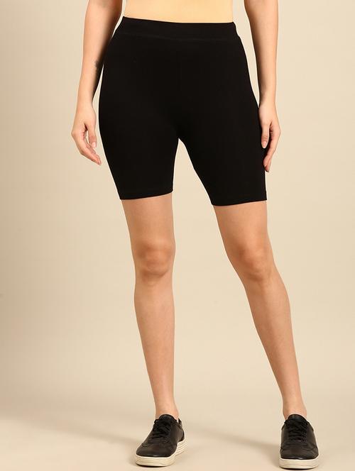 women solid mid rise cycling shorts - 21746316 - Standard Image - 0