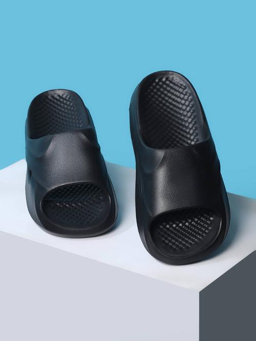 men black slip on flip flops - 21746441 - Standard Image - 0