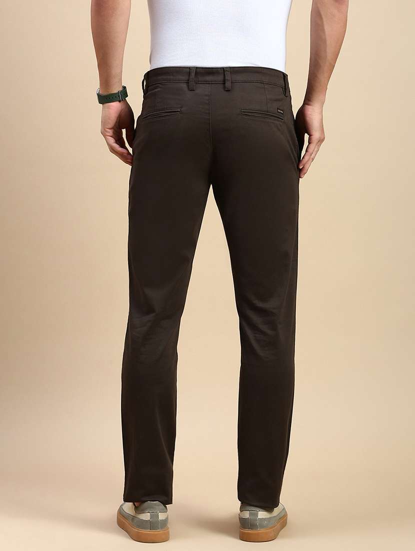 men mid rise solid flat front casual trouser - 21746569 -  Standard Image - 3
