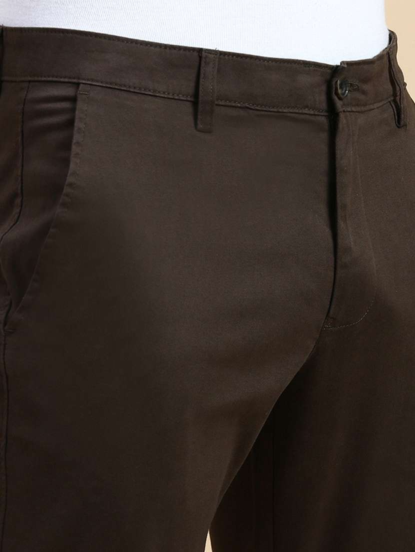men mid rise solid flat front casual trouser - 21746569 -  Standard Image - 5