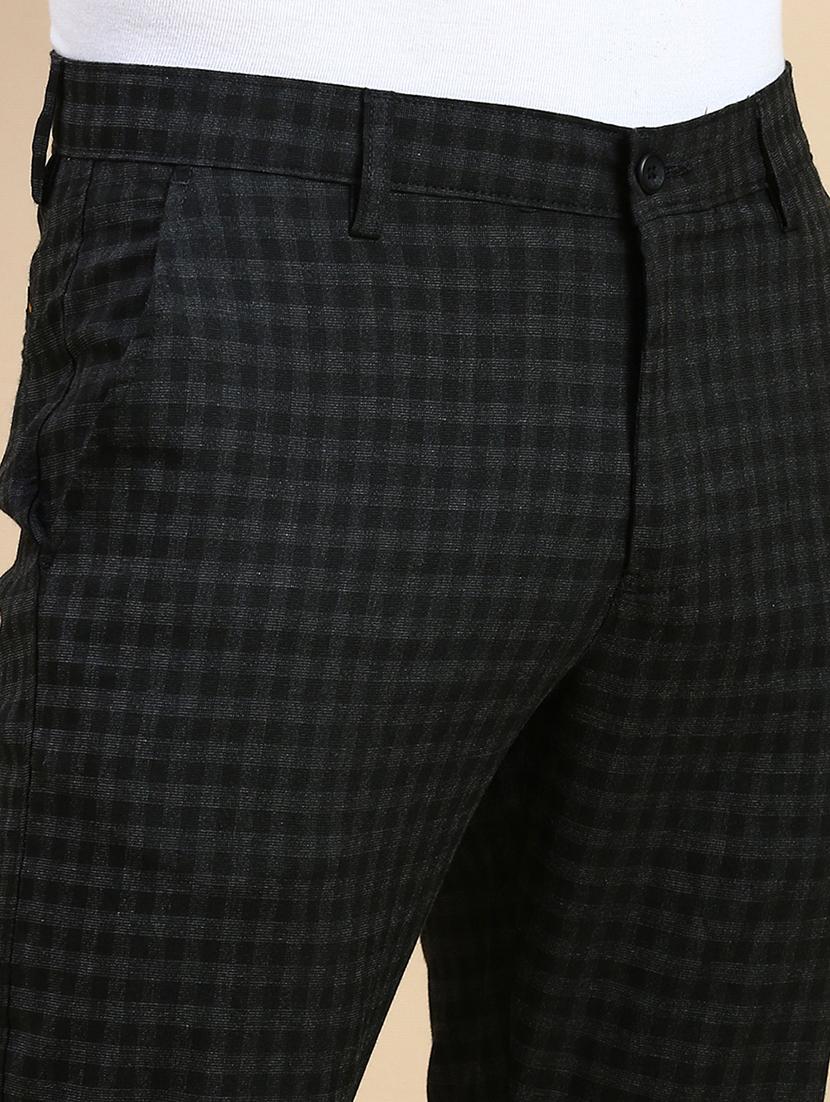 men mid rise checkered flat front casual trouser - 21746571 - Standard Image - 5