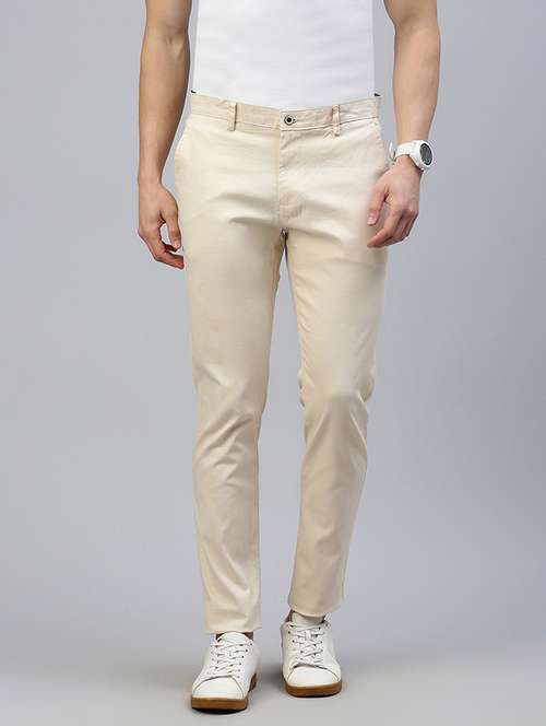 men mid rise solid flat front casual trouser - 21746572 -  Standard Image - 0