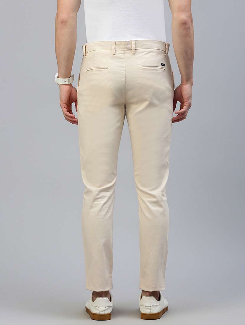 men mid rise solid flat front casual trouser - 21746572 - Standard Image - 3