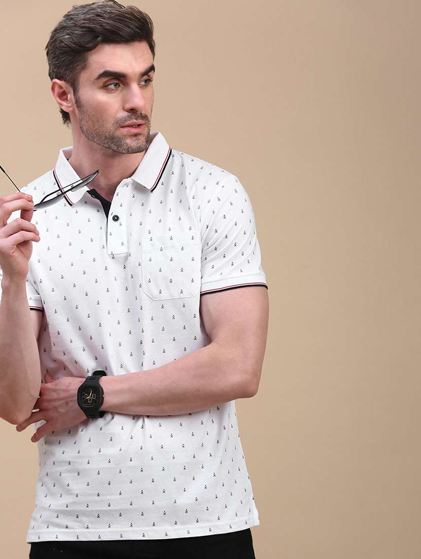 men printed short sleeves polo t-shirt - 21746605 -  Standard Image - 3