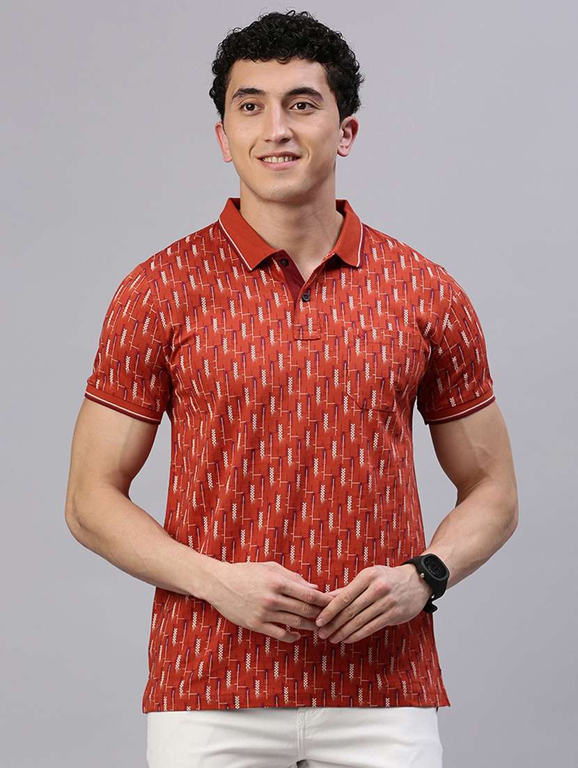 men short sleeves printed polo t-shirt
