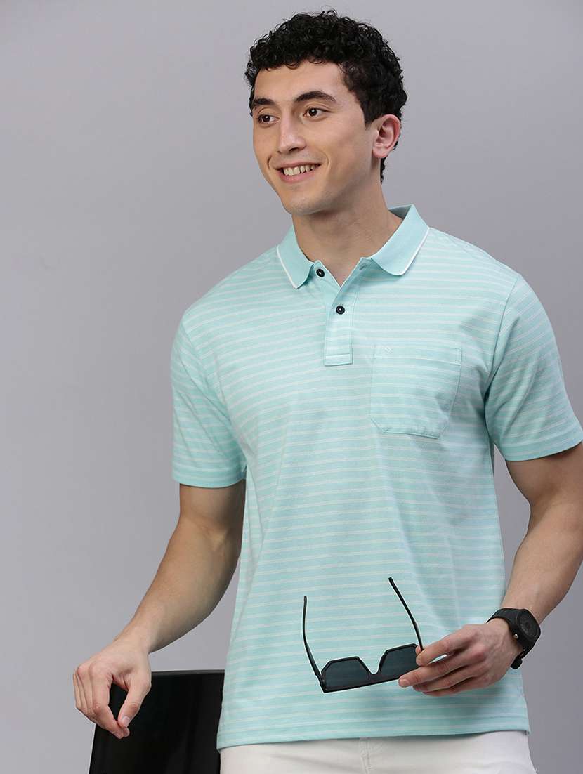 men short sleeves striped polo t-shirt - 21746622 -  Standard Image - 3