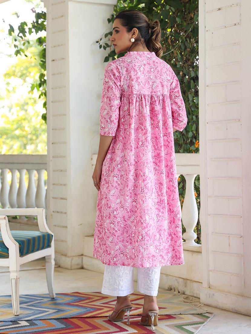 women printed v-neck a-line kurta - 21746709 - Standard Image - 3
