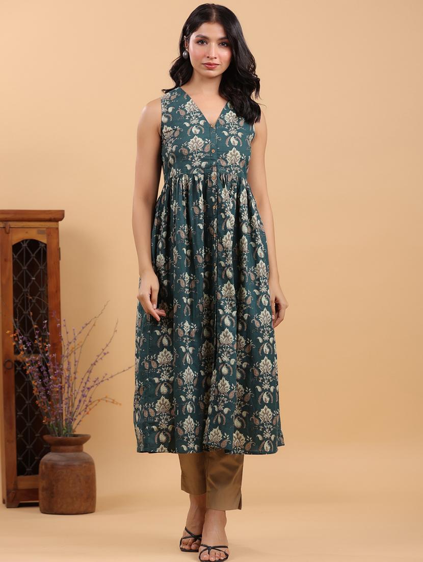 women printed v-neck a-line kurta - 21746712 - Zoom Image - 0