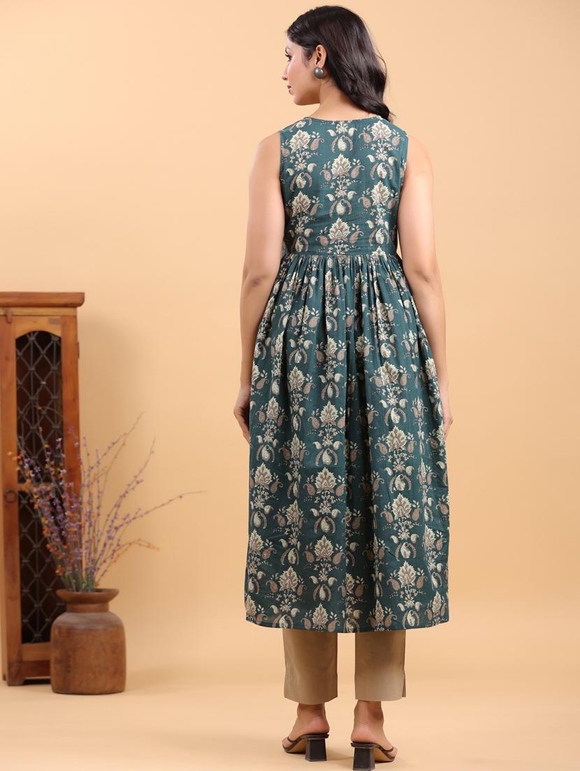 women printed v-neck a-line kurta - 21746712 - Standard Image - 3