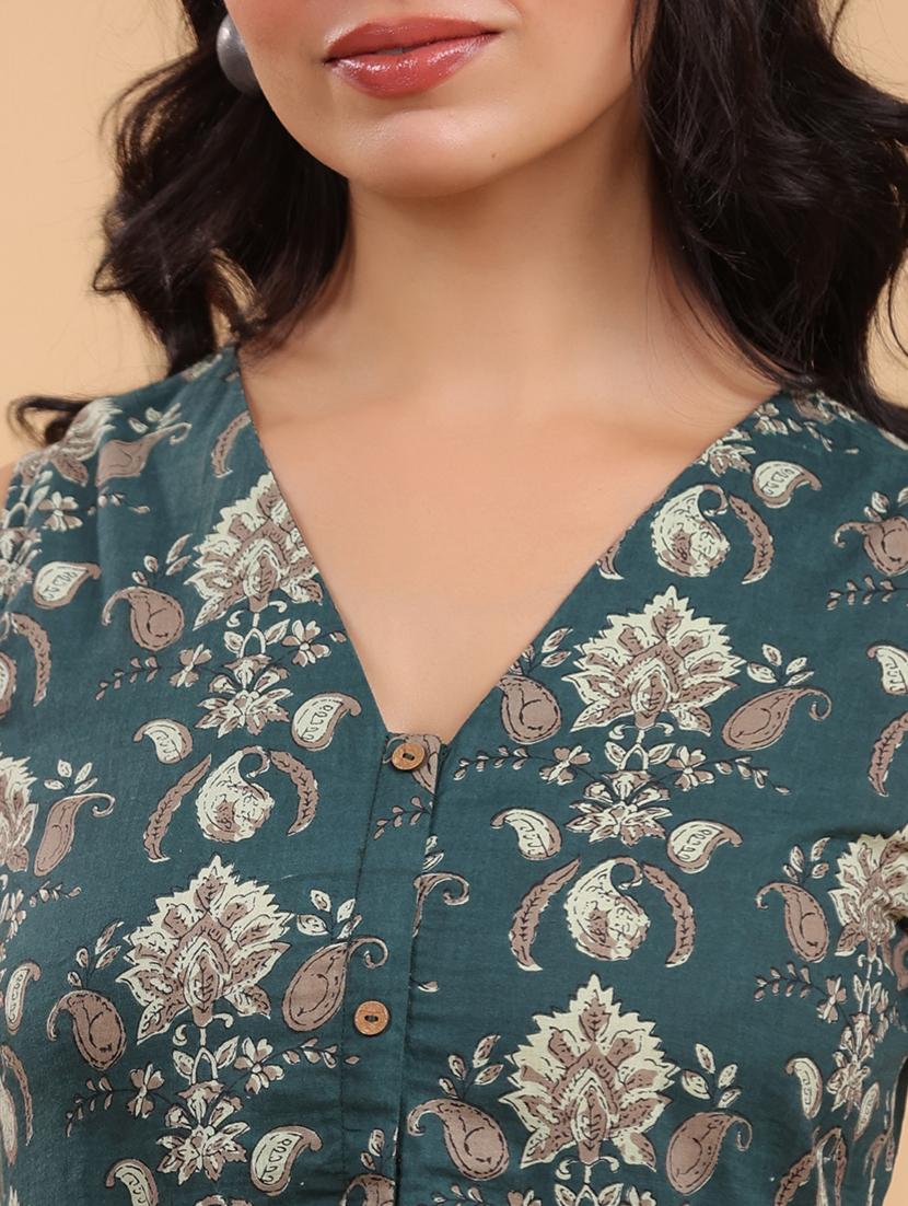 women printed v-neck a-line kurta - 21746712 - Standard Image - 5