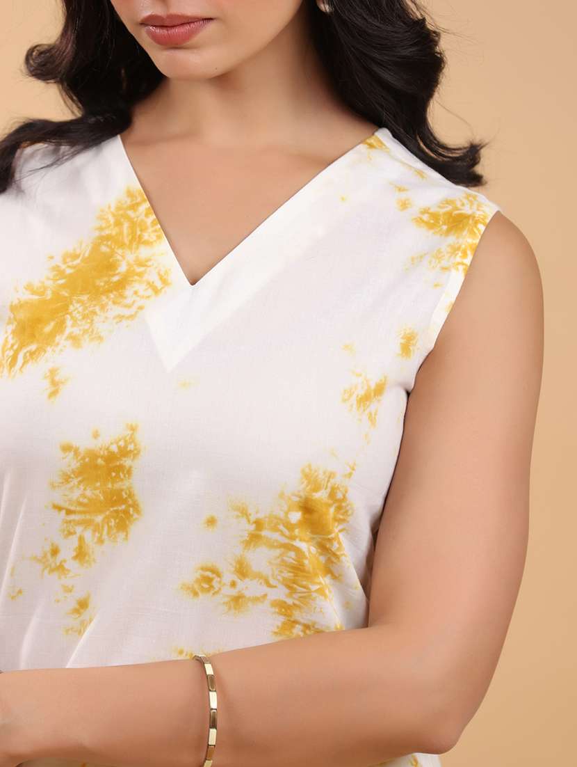 women v-neck tie & dye kurta pant set - 21746729 -  Standard Image - 5