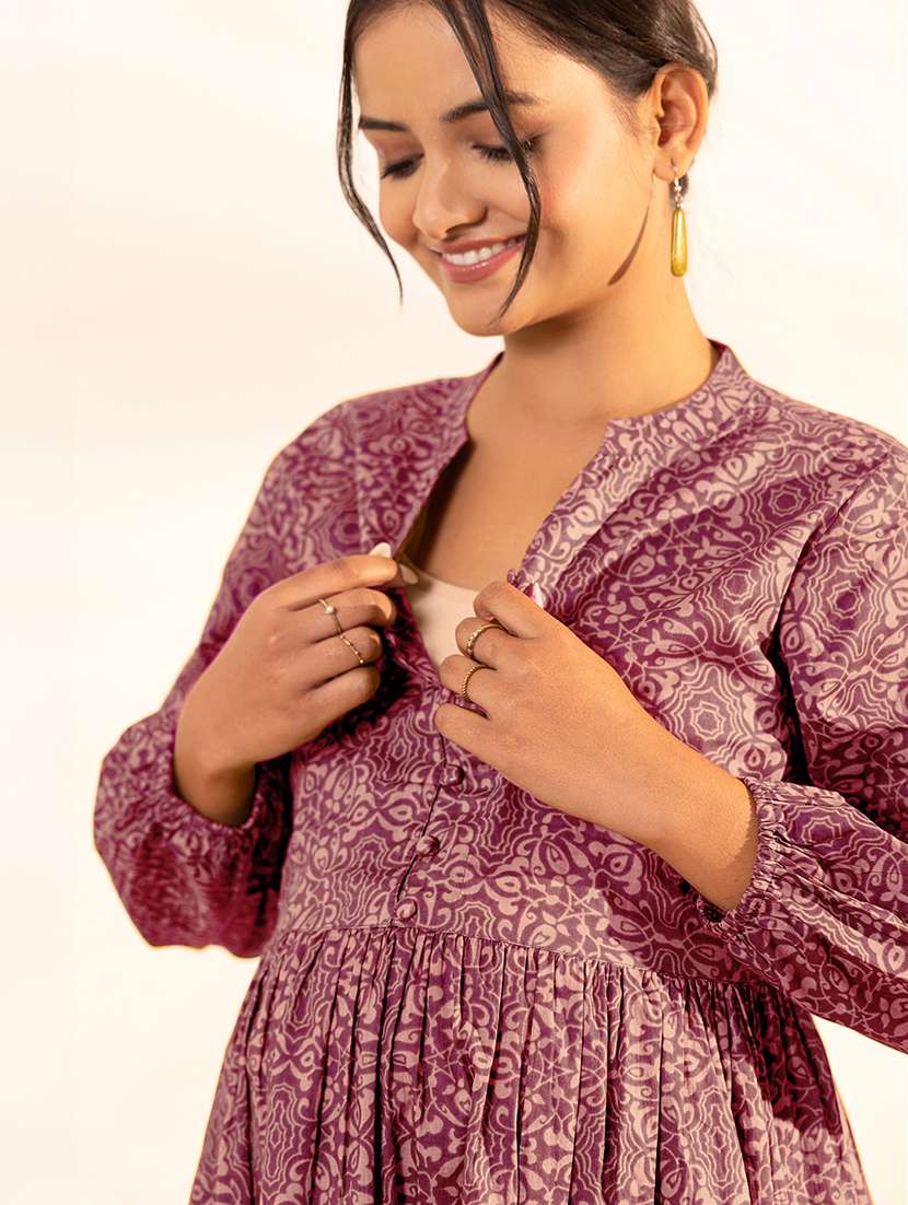 women printed maternity wear kurta pant set - 21746742 - Standard Image - 3