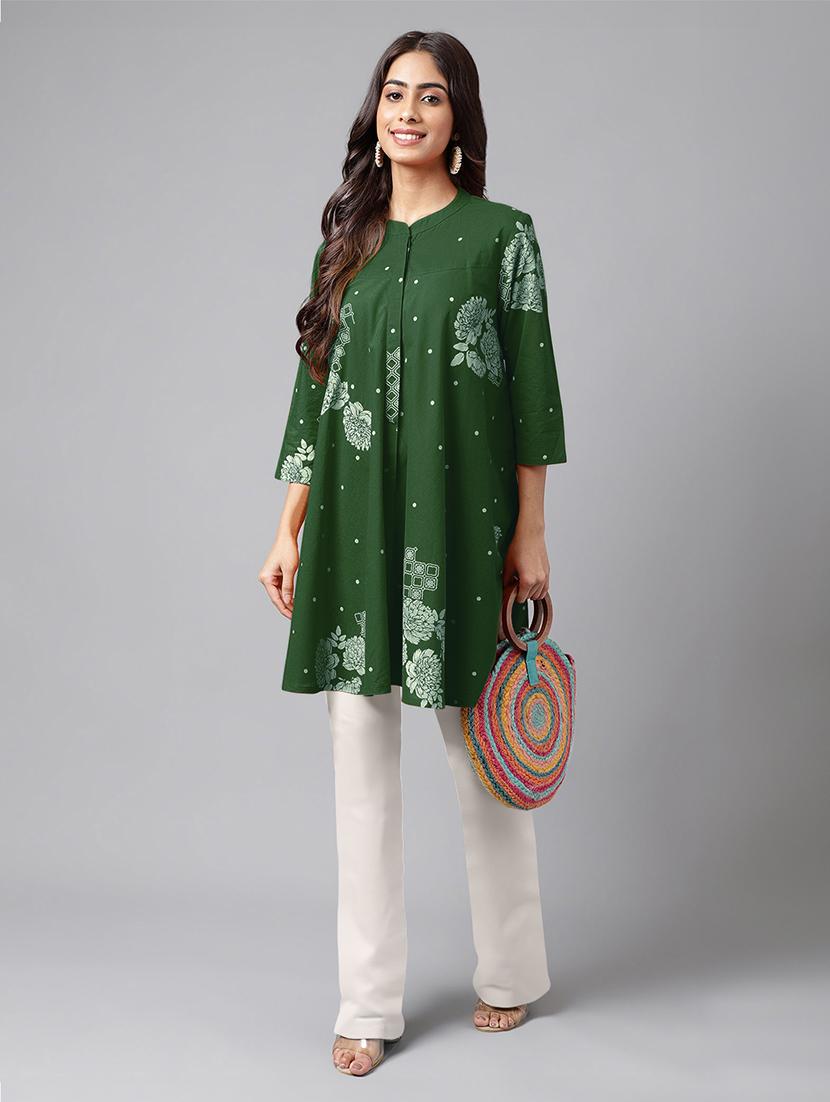 women printed three quarter sleeve tunic - 21746770 - Standard Image - 3