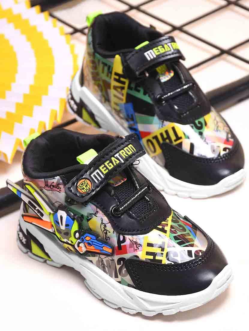 kids printed slip on velcro sports shoes