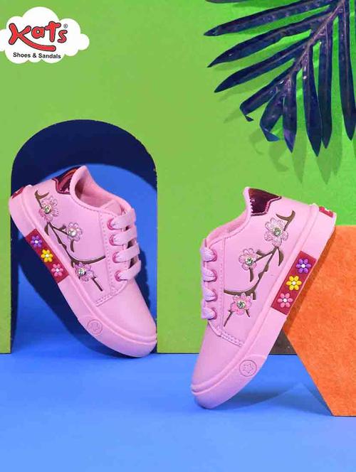 girls pink lace up sneakers - 21746952 - Standard Image - 0