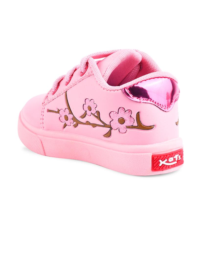 girls pink lace up sneakers - 21746952 - Standard Image - 3