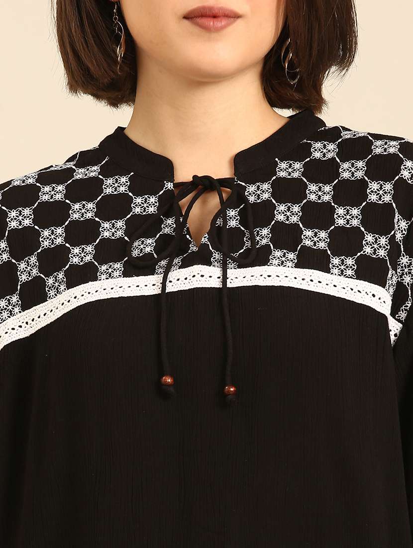 women embroidered puff sleeves a-line top - 21747024 -  Standard Image - 5